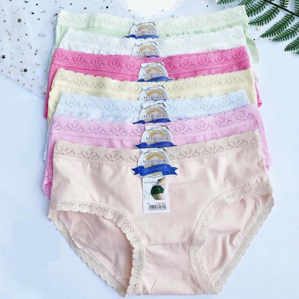 Combo 10 COTTON Underwear - 泰國蕾絲女式內褲,多種顏色,收縮面料好 - 件 5889-