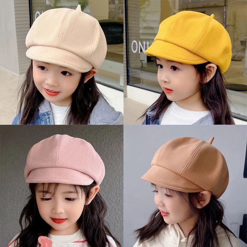 兒童帽子 - 非常漂亮女孩的純色貝雷帽
