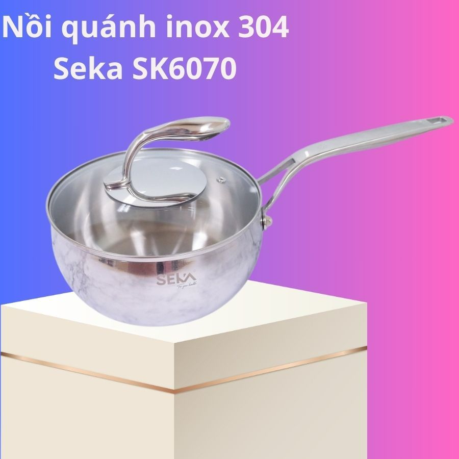 304 Seka SK6070 不銹鋼鍋,不銹鋼底部尺寸從尺寸 18cm 容量 2.5L 帶蓋,底部 5 層良好的熱轉印