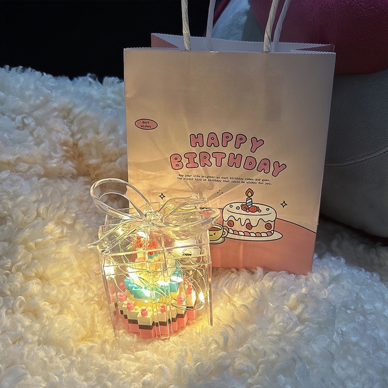 樂高生日蛋糕禮盒+燈串+禮包