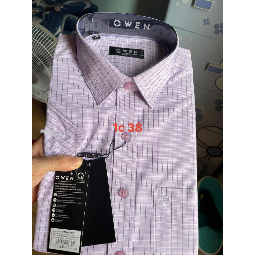 Owen somi 短袖辦公室襯衫搭配粉色格子身材,搭配優質竹纖維口袋