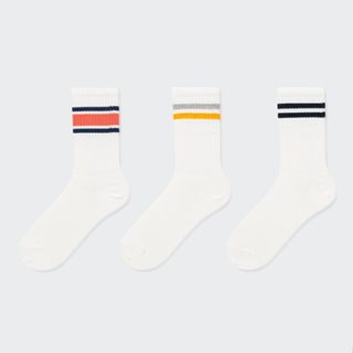 Uniql 堆內襯踝條紋圖案高領襪(正品渣)