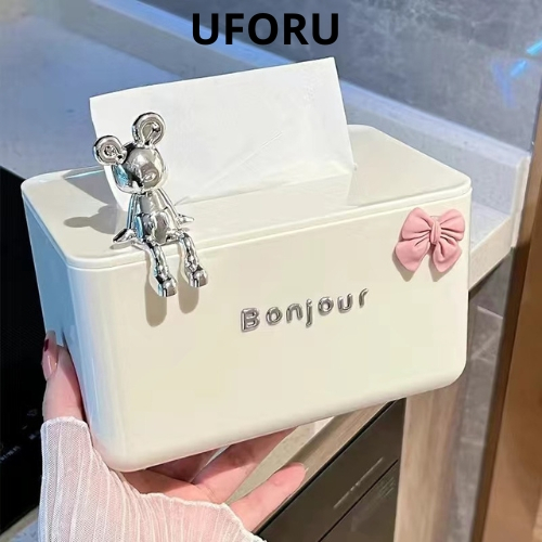 Uforu 帶弓兔桌面紙巾盒,優質塑料材質醒目設計 UF00018