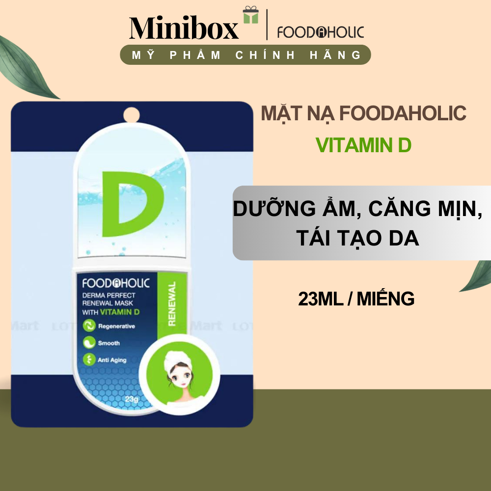 Foodaholic 維生素 D 面膜保濕、柔滑、再生皮膚,快速恢復 23g Minibox