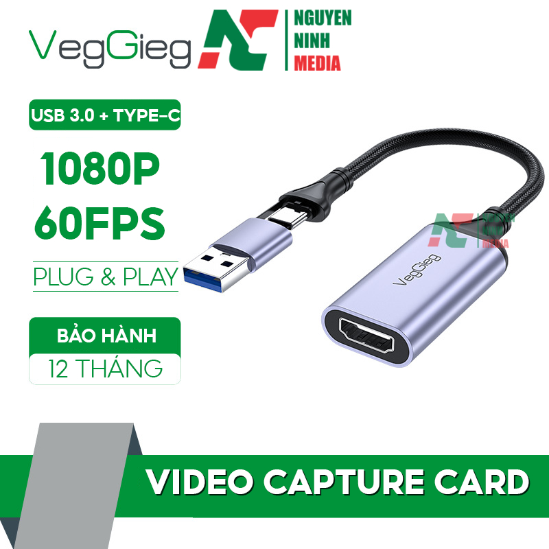 視頻採集卡 VEGGIEG VZ632 (VZ624) 1080P 60FPS - 支持直播、從手機、相機、PS5、XB