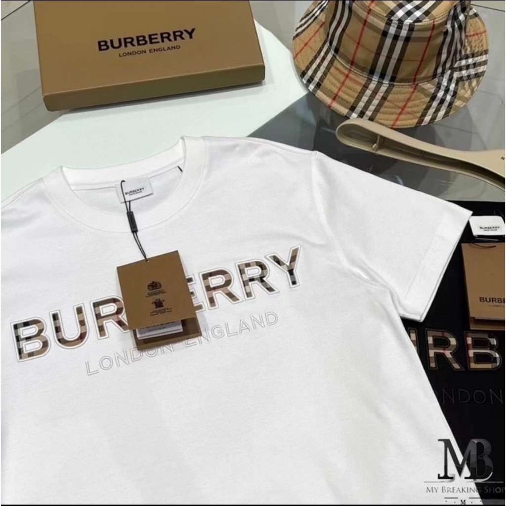 Burberry 標誌刺繡極鋒利棉 T 恤 2024 年 4 路彈力棉 Hot Trend - Burberry T 恤