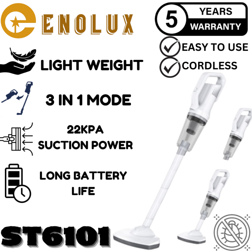 Enolux ST6101 手持式吸塵器 22Kpa 吸力,600W 容量,帶 HEPA 細塵過濾器 -
