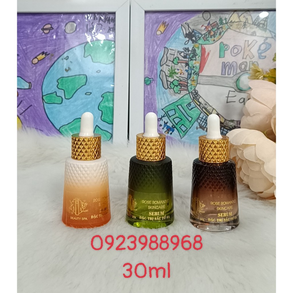 Hv 玻璃瓶 30ML 藍色、橙色、斜面棕色擠壓黃色郵票可用 BEAUTY SPA SERUM 特殊治療皮膚色素沉著