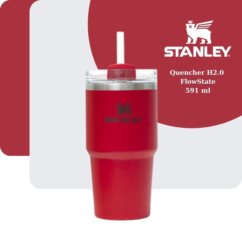 Stanley Quencher H2.0 玻璃杯 20 盎司 591 毫升紅色保溫杯