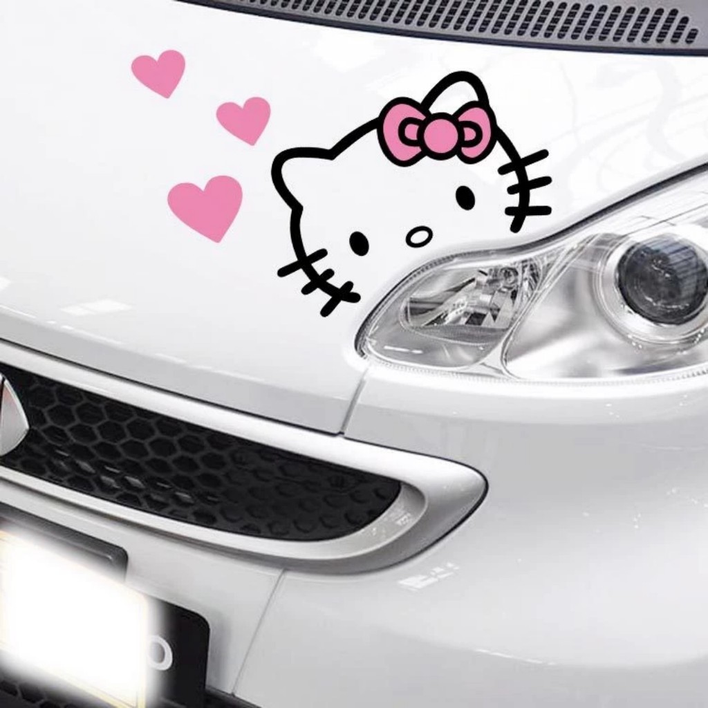 Hello Kitty 汽車變調夾裝飾貼紙防水汽車變調夾貼紙可用於許多汽車顏色的膠水
