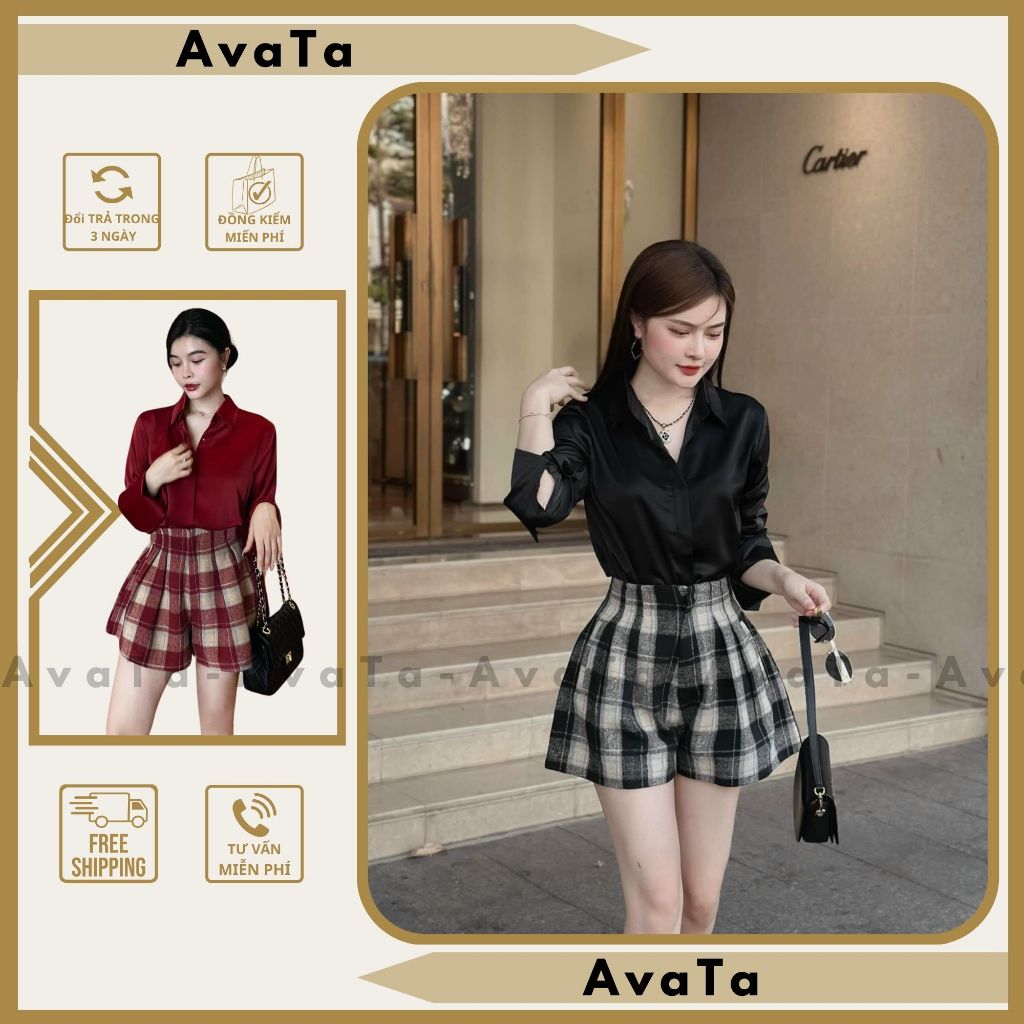 Avata 女式連衣裙套裝超奢華黑色紅色格子花呢睡衣 B318