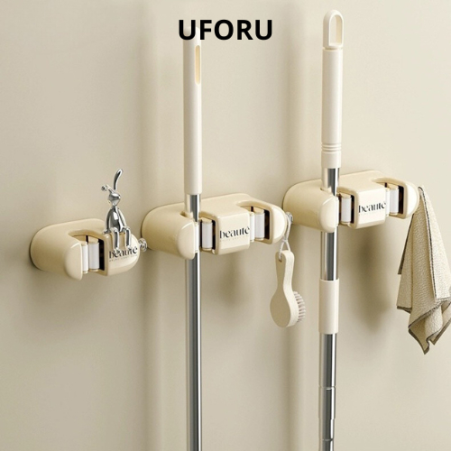 Uforu 多功能牆拖把架,2 合 1 多功能牆鉤 UFN076 ABS 塑料材料
