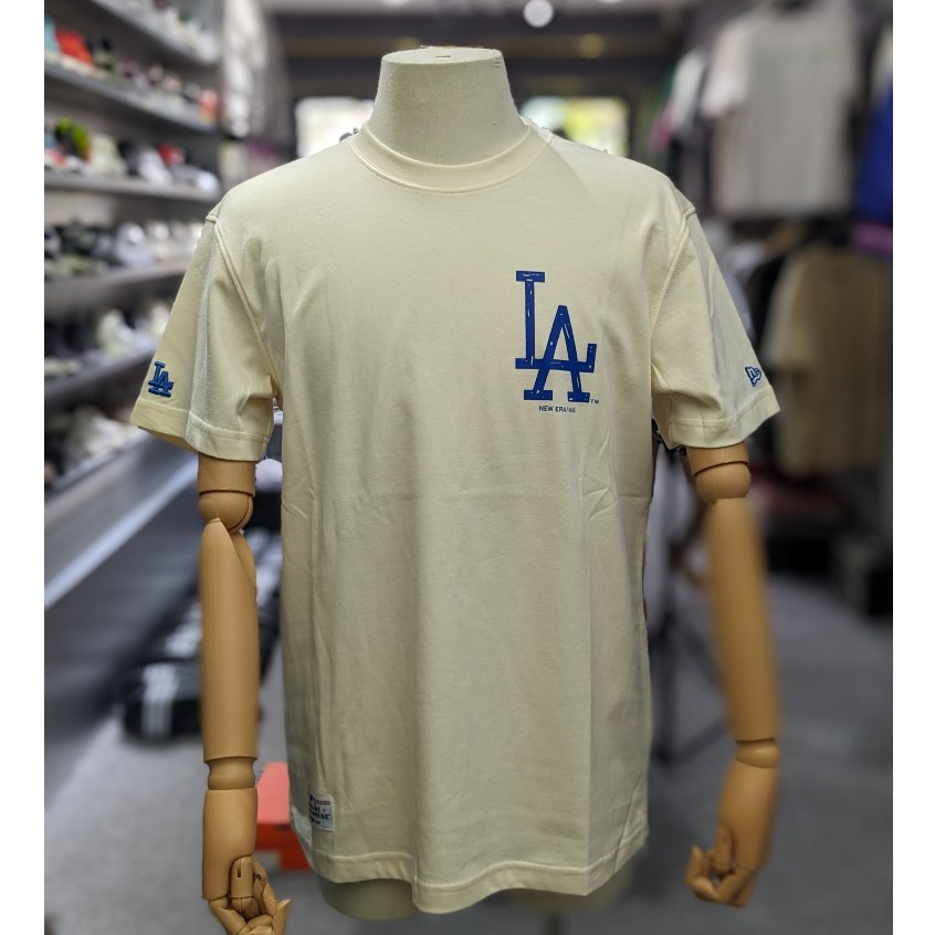 [正品] New Era x MLB LA Dodgers 白色奶油色手繪 T 恤