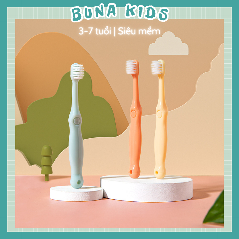 3 件套超軟 PBT 牙刷,適合 3-7 歲兒童,PP 塑料牙刷頭保護嬰兒牙齦麵包屑 AT40