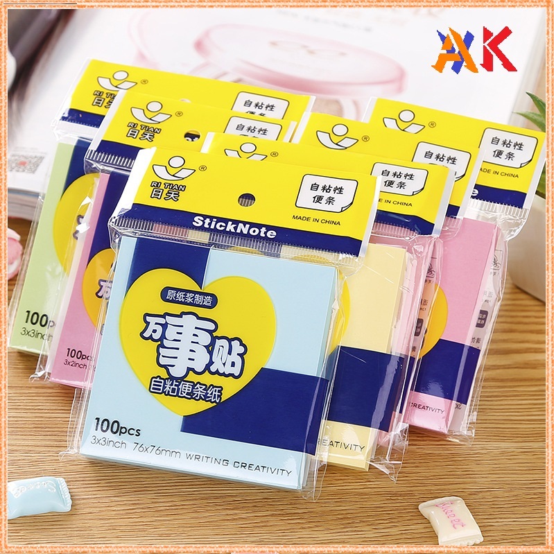 【Vak】100張貼紙便簽貼紙韓國可愛彩色指示貼紙貼紙
