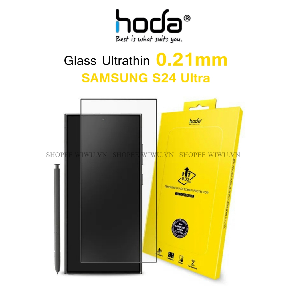 Hoda 0.21mm 超薄透明鋼化玻璃適用於三星 S24 超全屏超靈敏指紋