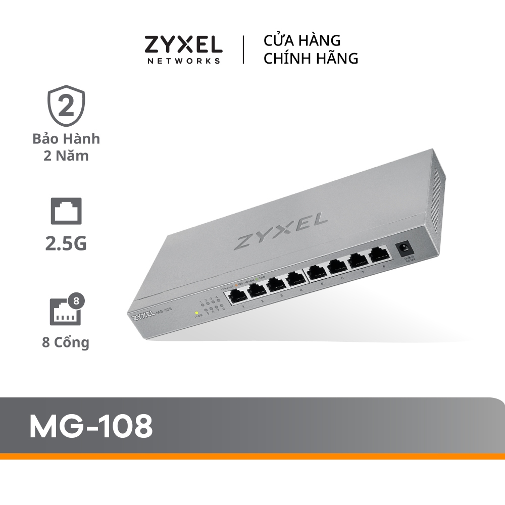 多千兆 Zyxel MG-108 交換機 8 個 2.5G 端口,適用於家庭和 SOHO