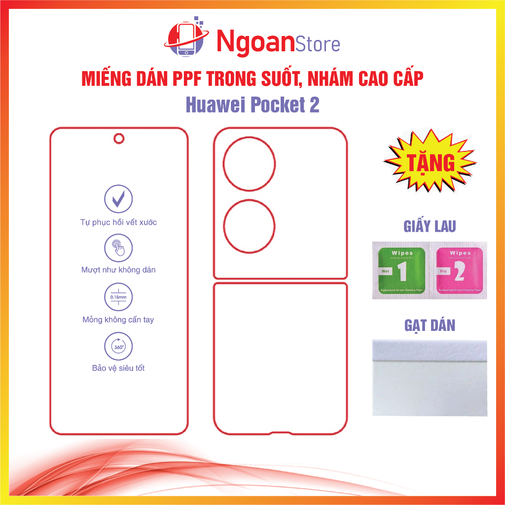 華為 Pocket 2 防指紋 PPF 貼紙,用於划痕恢復 - Ngoan Store