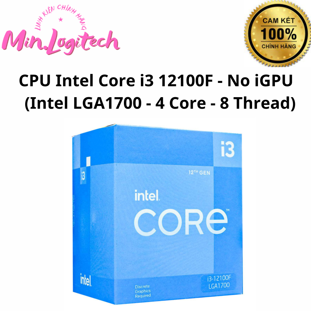 Intel CORE I3-12100F CPU(3.3GHZ TURBO 高達 4.3GHZ,4 核 8 螺紋,12M