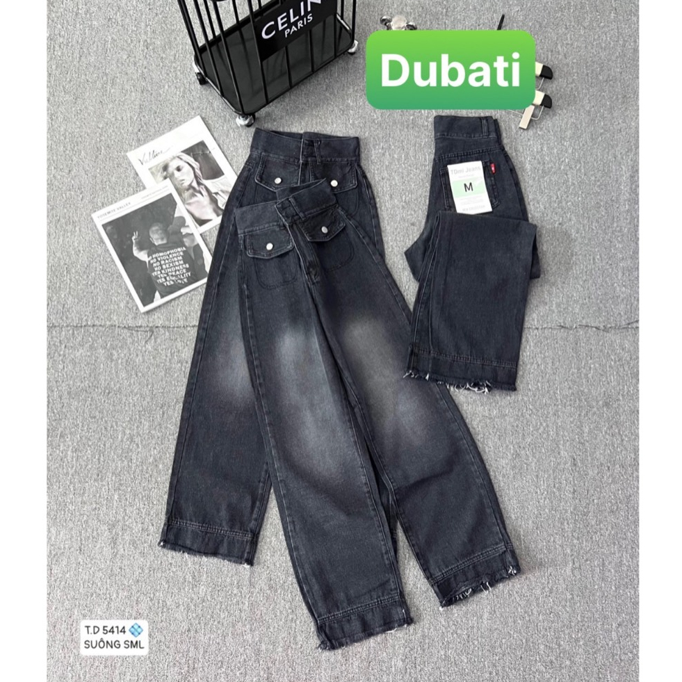 女式高腰牛仔褲 BAGGY Jeans,2 鈕扣牛品質前袋 - DUBATI FASHION