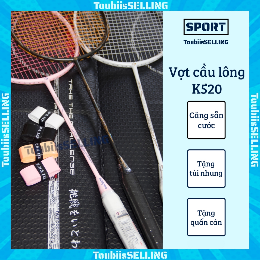 Kumpoo K520 羽毛球拍 - 適合球員的廉價超級產品包括所有 3 種顏色黑色、白色、粉色