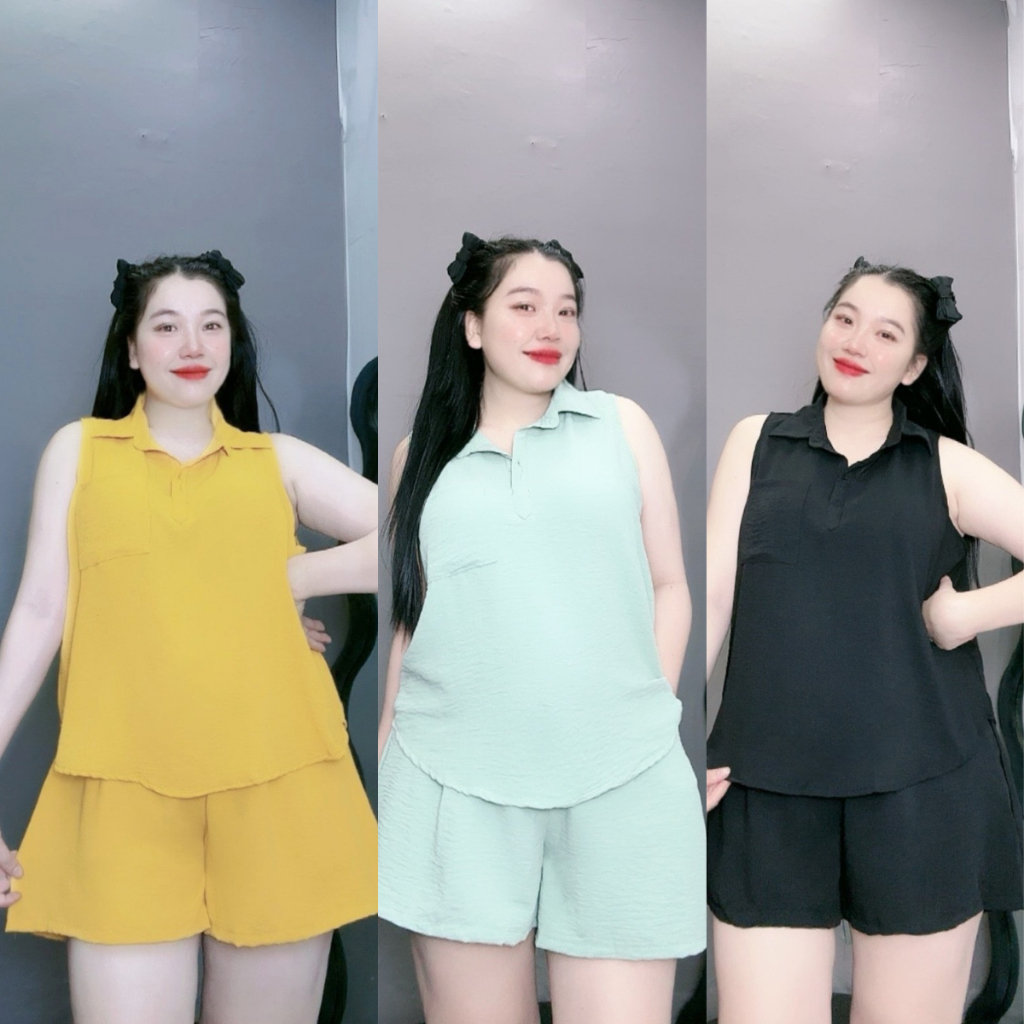 Bigsize 女夏季服裝套裝,細肩帶孕婦寬露背大腿柔軟亞麻穿酷 SET50