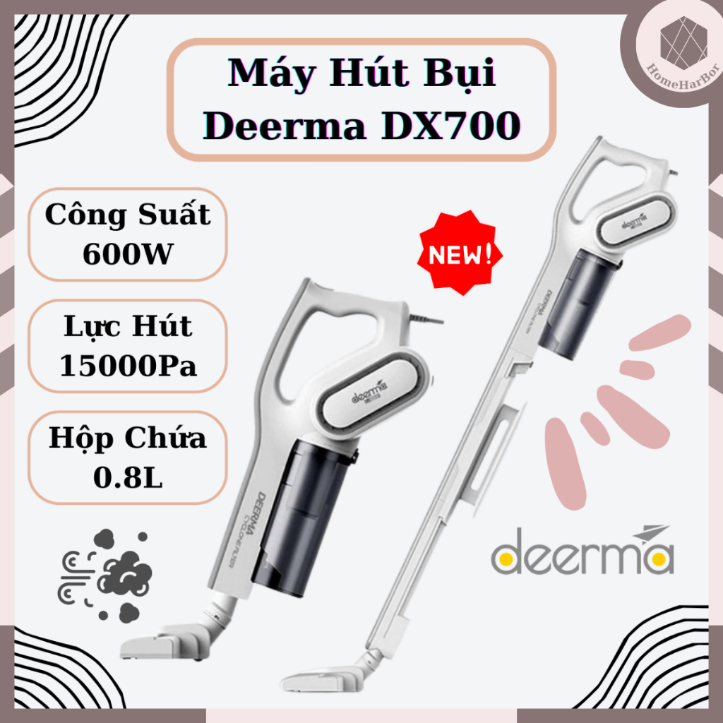 Deerma DX700 手持式吸塵器,600W 容量,15000Pa 吸力,龍捲風技術 - Pro Cyclone,