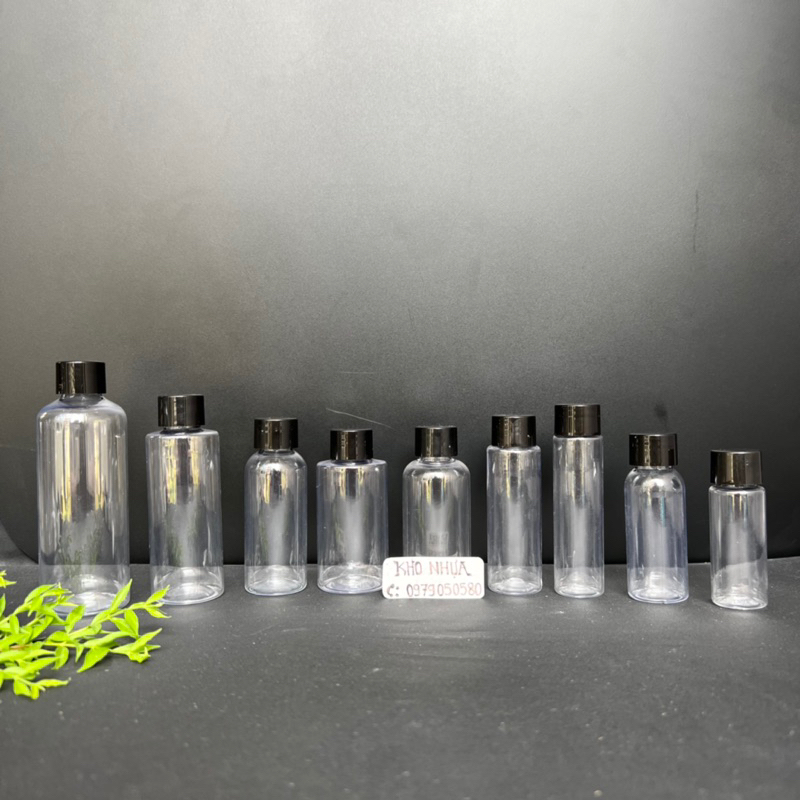 透明pet塑料瓶黑蓋10ml 20ml 30ml 40ml 50ml 70ml 100ml 120ml - 全彩化妝品瓶