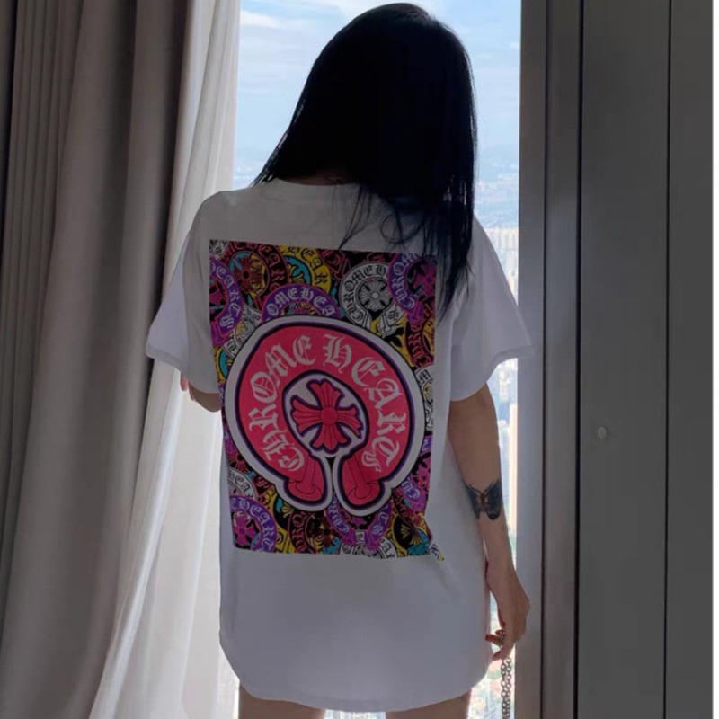 Chrome HEARTS 高品質印花全印花T恤搭配Oversize個性韓版男女通用T恤