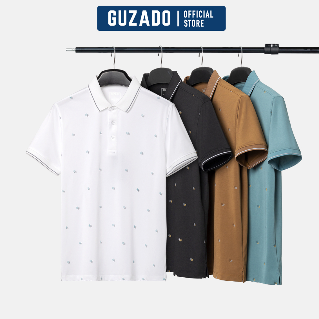 Guzado 鱷魚領 T 恤高品質、柔軟、輕盈、精緻圖案 GPS208