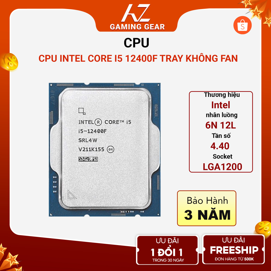 Cpu 處理器 Intel Core I5 12400F Life 12 LGA1700 6 核 12 線程 4.4GH