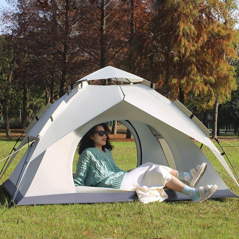 自抽式野餐帳篷 2 層旅行帳篷 4-6 人,防水,紫外線,2 路通風