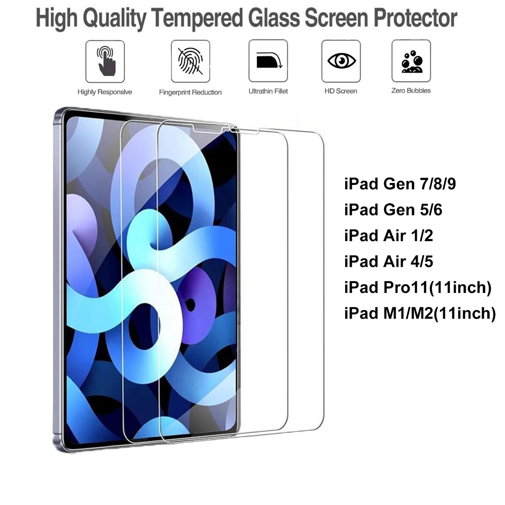 9h 鋼化玻璃 ipad 適用於 ipad Air 1 / 2 / 4 / 5 / Pro 11 / 黑色 5 / 6