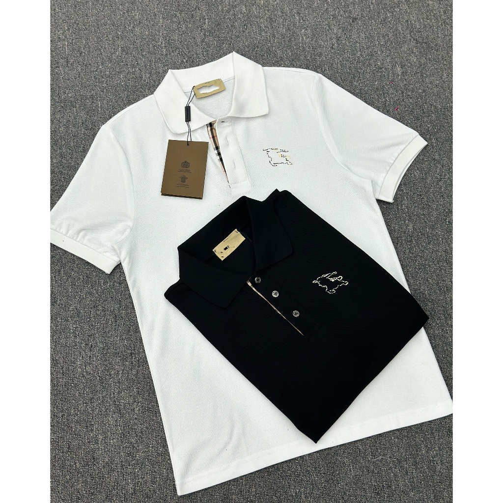 男士白領 Polo BB'R T 恤,黑色 LA 版(經典馬)