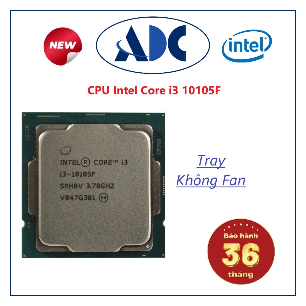 Cpu Intel Core i3 10105F (3.7GHZ TURBO 高達 4.4GHZ, 4 核 8 螺紋,