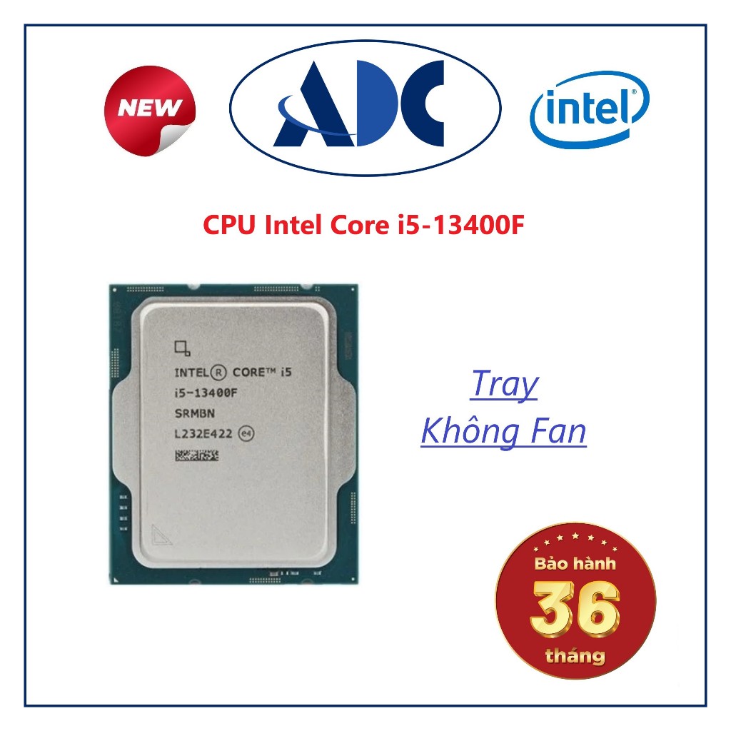 Cpu Intel Core i5-13400F 托盤無風扇(高達 4.60GHz,10 核 16 線程,18MB 緩存