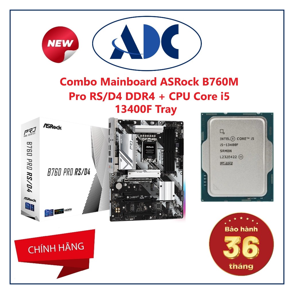 組合主板華擎 B760M Pro RS / Dd4 + CPU Core i5 13400F 托盤