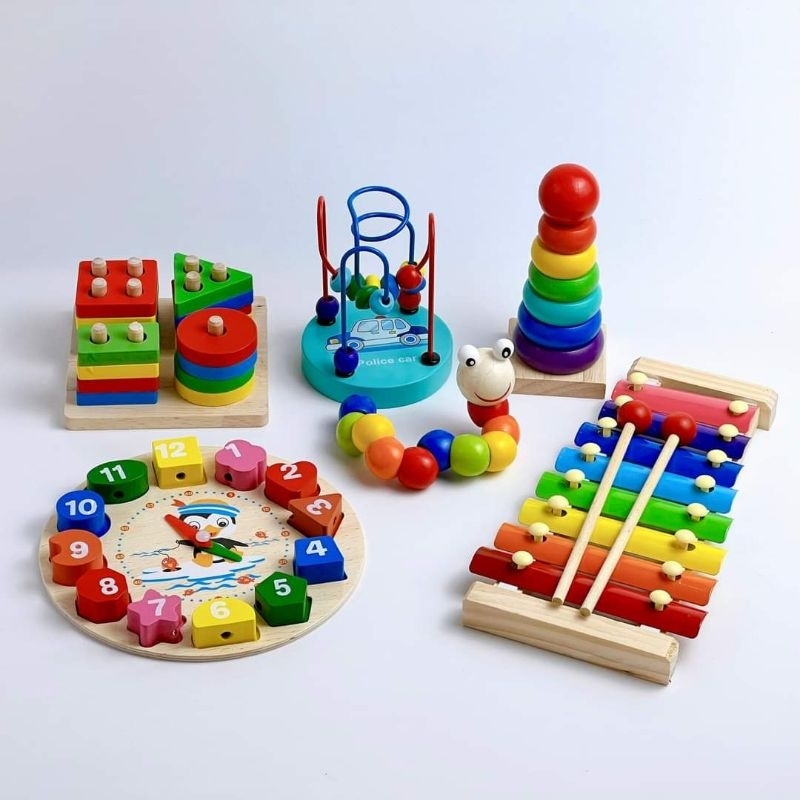 Combo 6 兒童智力開發木製玩具、蒙台梭利教學工具