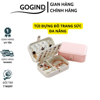 Gogind Jewelry 旅行首飾盒皮革製成,多隔層項鍊耳環帶扣