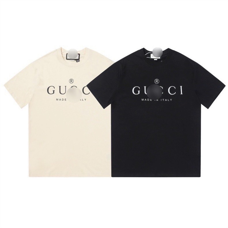 Gucci 意大利中性形式超酷純棉 T 恤 - 基本款黑白 T 恤易於搭配