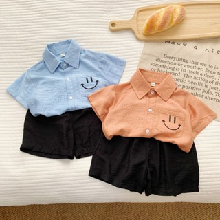 夏季兒童短褲刺繡笑臉超漂亮高品質亞麻布 10-27 公斤 KidsHouse