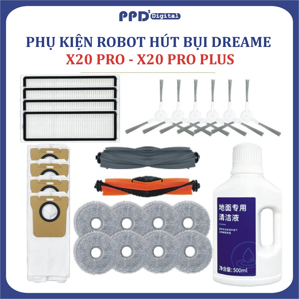 配件機器人吸塵器小米 Dreame X20 Pro、X20 Pro Plus hepa 過濾器、拖把、中刷、邊刷、垃圾袋