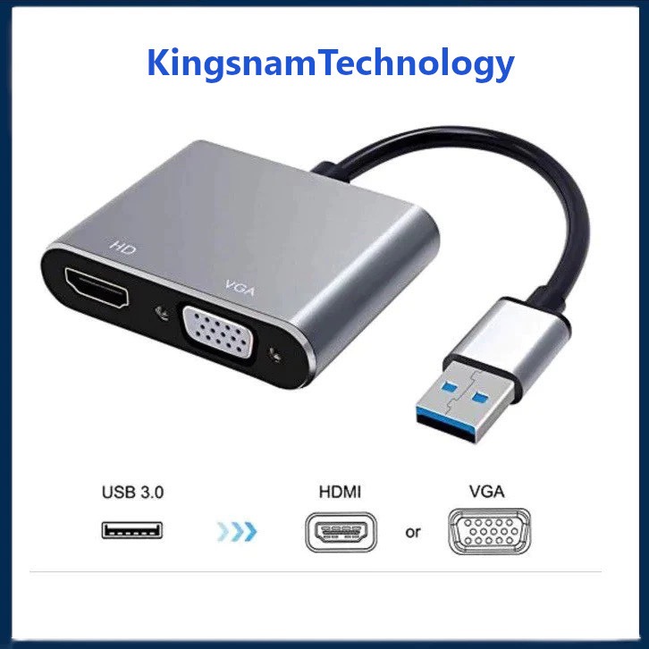 2 合 1 USB 轉 HDMI VGA USB 3.0 轉 HDMI 和 VGA 電纜高端投影儀電視,用於投影