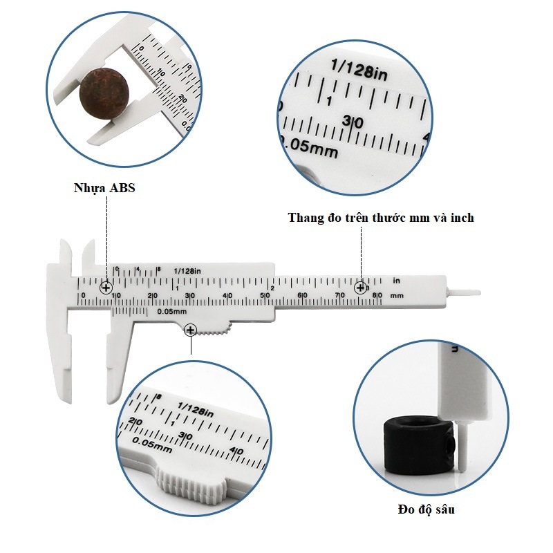Abs 塑料游標尺,高精度範圍測量 0-80mm