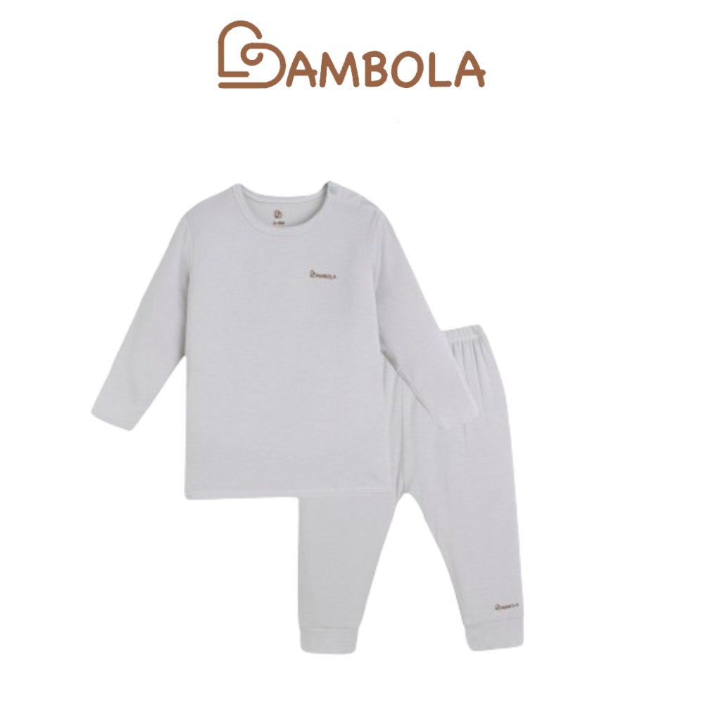 柔軟的淺灰色肩部套裝長袖套裝酷尺寸適合嬰兒 3m 至 2y Bambooola
