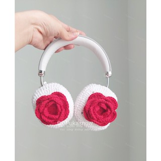 耳機套 適用於 Airpods MAX SONY SAMSUNG PIXEL 耳機的玫瑰羊毛耳罩