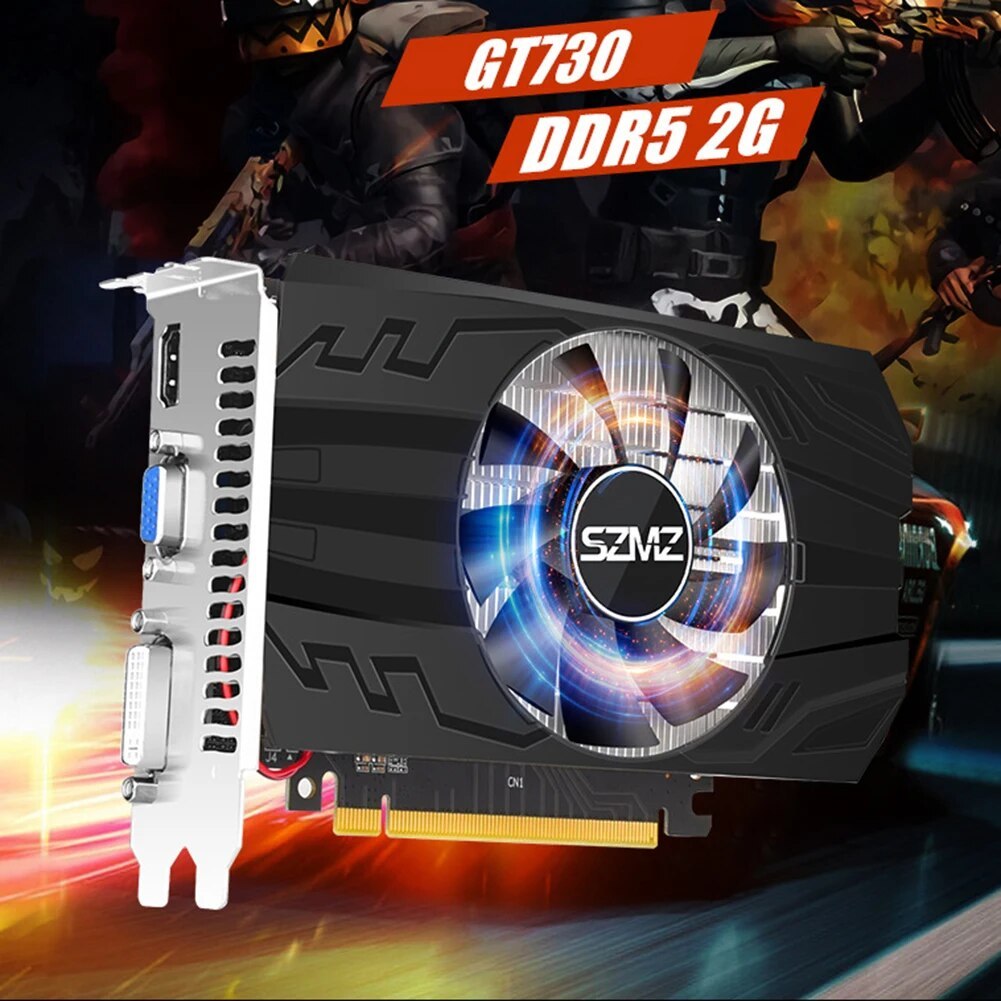 Gt730 2GB DDR5 128bit 全新 100% VGA、DVI、HDMI 1600MHz GPU GF108