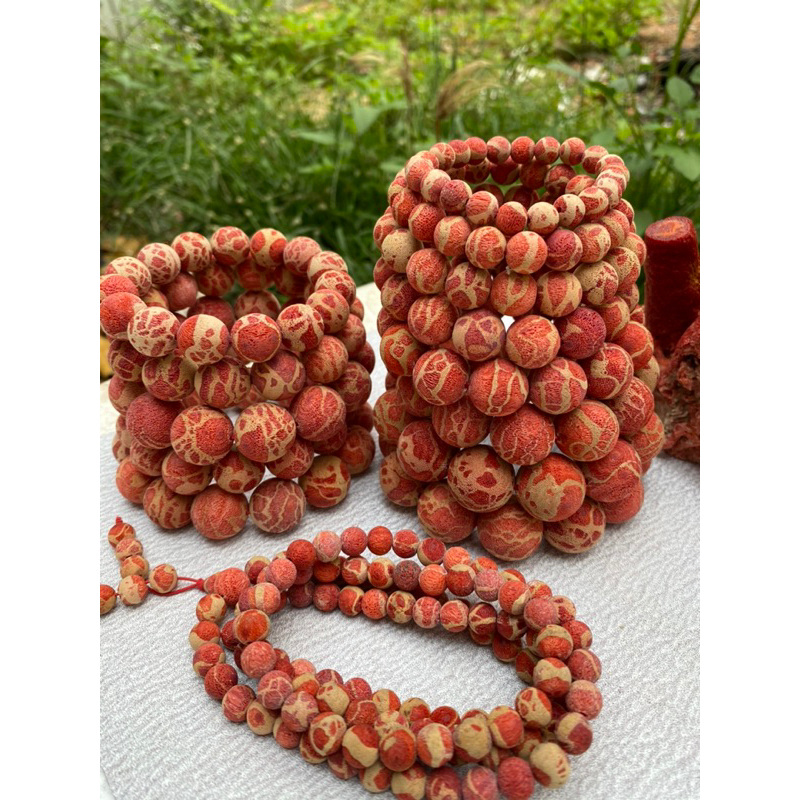 圓形種子紅珊瑚手鍊(越南天然紅珊瑚標準)