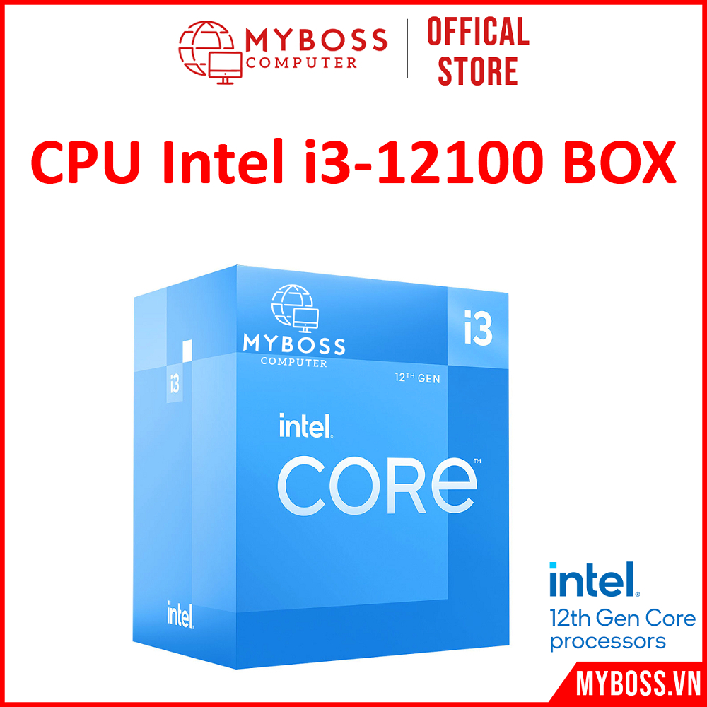 Cpu Intel i3-12100 整盒,插槽 1700(高達 4.3Ghz,4 核 8 線程,12MB 緩存,60W