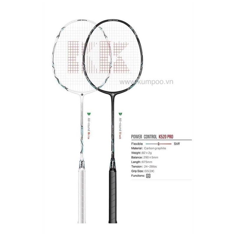 網狀張力 11 公斤 - 正品 Kumpo K520 pro 單人羽毛球拍